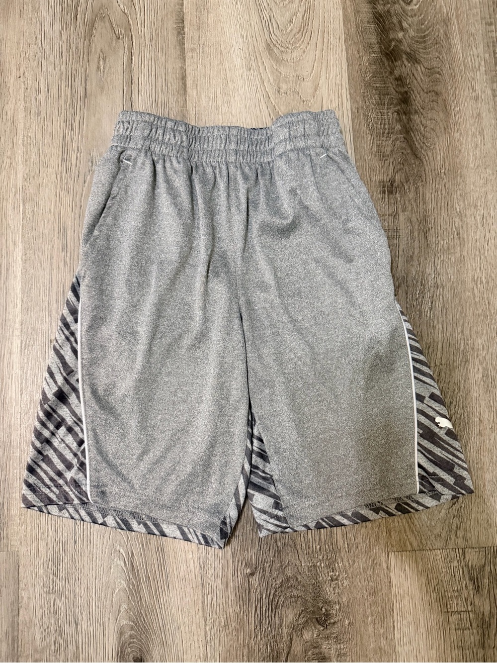 Puma Gray Athletic Boys' Shorts with Patterned Side Panels